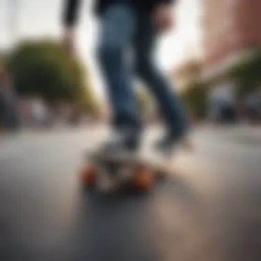 Skateboarder in Action with Non-Slip Vans Skateboarder wearing non-slip Vans in action