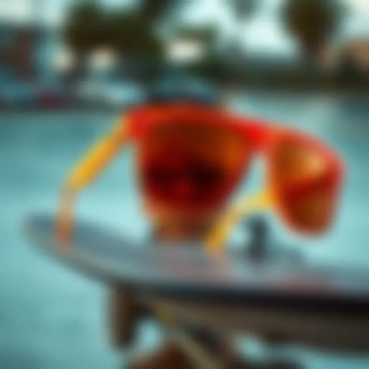 Frogskins in Action at a Skatepark Oakley Frogskins showcased against a skatepark backdrop