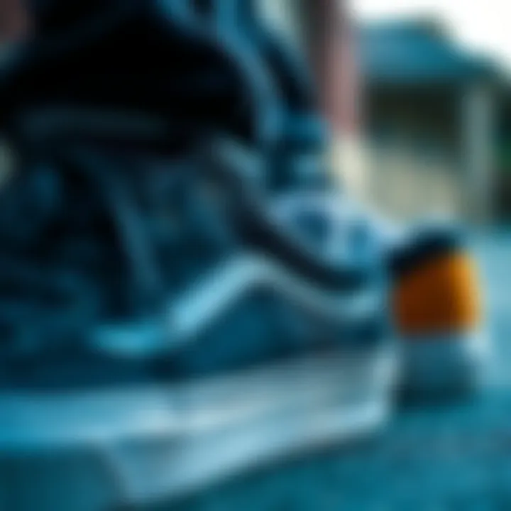 Design Elements of Old Skool Stacked Sneakers A close-up view of old skool stacked sneakers showcasing their unique design elements.