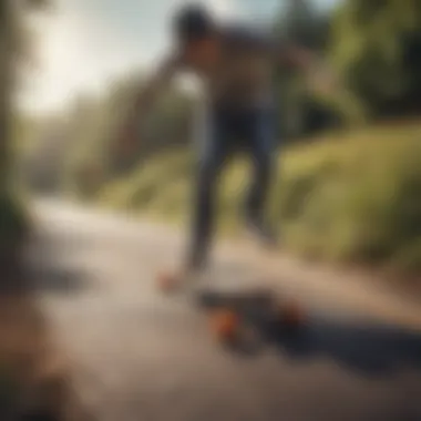 Skater riding a longboard on a scenic path