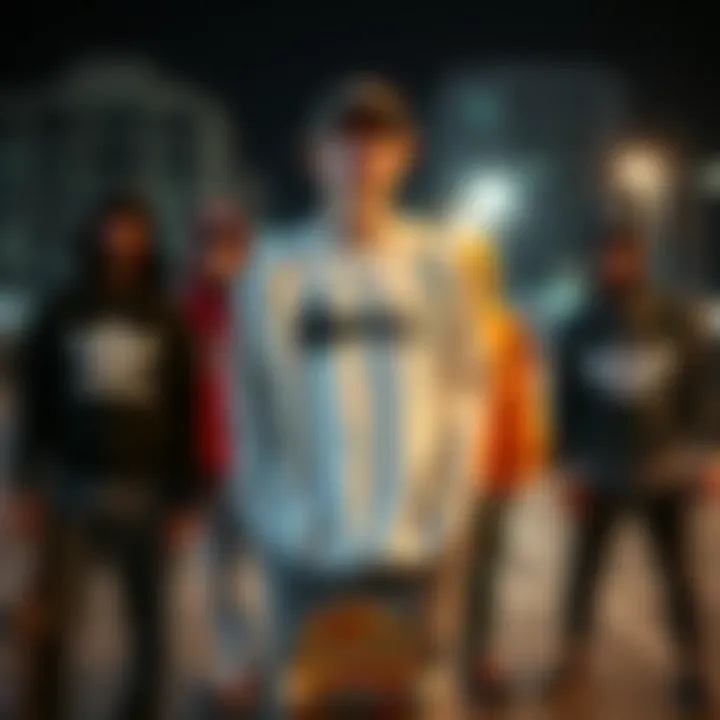 Diverse Skate Culture Group of skateboarders wearing different brand sweatshirts, expressing skate culture