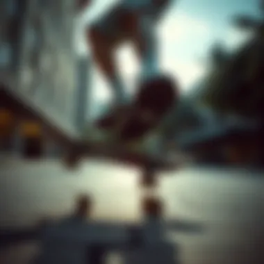 Skateboarding with Ray Tracer Shoes Skateboarder performing tricks while wearing ray tracer shoes in urban setting