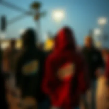 Group of skateboarders showcasing their Santa Cruz zip up hoodies during a skate event