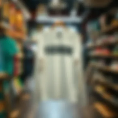 Long arm t-shirt displayed in a trendy skateboard shop