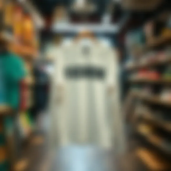 Long arm t-shirt displayed in a trendy skateboard shop