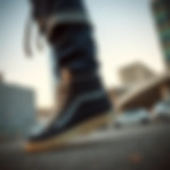 Stylish urban setting featuring Sk8 Hi tops in street fashion.