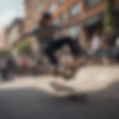 A thrilling skateboarding event featuring local skaters performing tricks