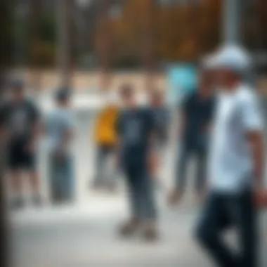 Expression of Style in a Skate Park A vibrant skate park scene highlighting diverse styles and expressions of skateboarders.