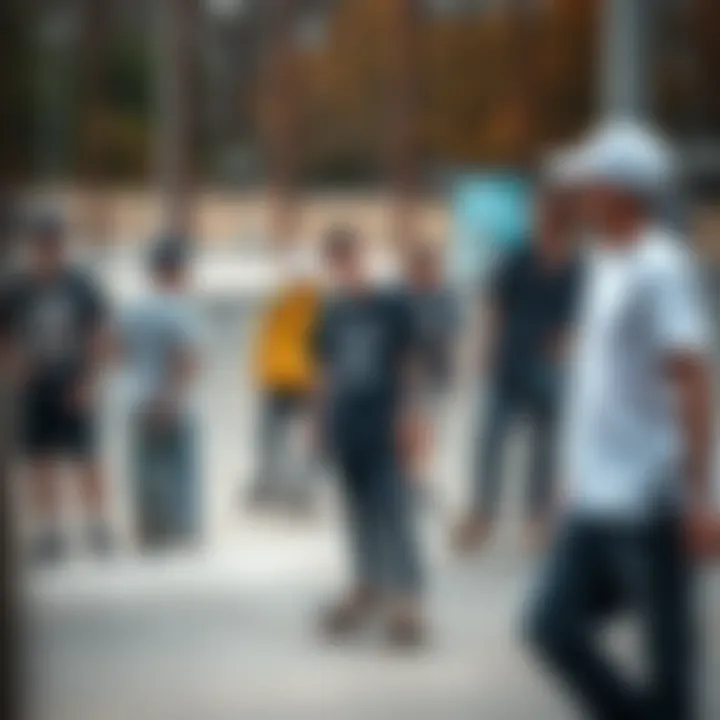 Expression of Style in a Skate Park A vibrant skate park scene highlighting diverse styles and expressions of skateboarders.