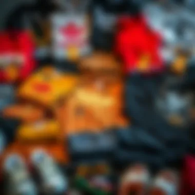 Variety of Skateboarding Apparel An assortment of skateboarding apparel including t-shirts, hoodies, and pants.