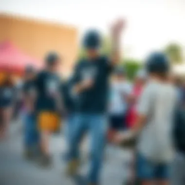 Celebrating Skate Culture Together A group of skaters engaging in a community event, celebrating skate culture