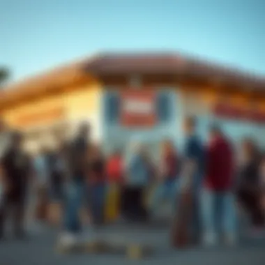 Community Engagement in Action Skaters engaging in a community event outside a skate shop
