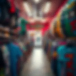 Interior of a vibrant skate shop with colorful boards and apparel