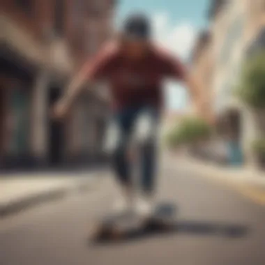 Skateboarder showcasing urban exploration in summer attire