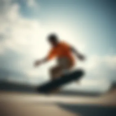 Symbolizing Performance and Style in Skateboarding An artistic representation of a skateboarder in motion, symbolizing performance and style.