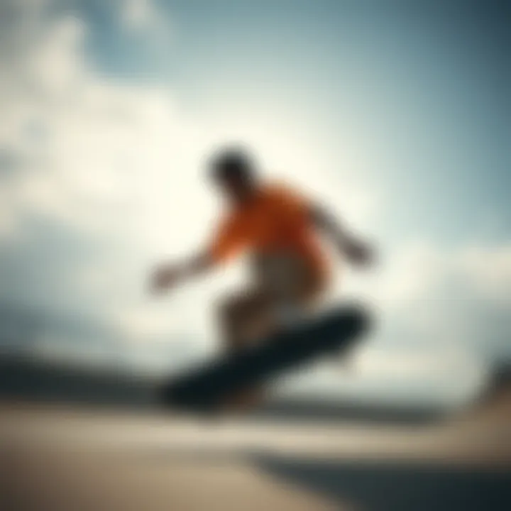 Symbolizing Performance and Style in Skateboarding An artistic representation of a skateboarder in motion, symbolizing performance and style.