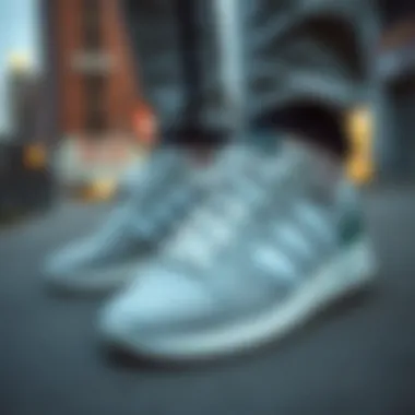 Adidas Minnie Sneakers in Skateboarding Culture Adidas Minnie sneakers in an urban skateboarding setting