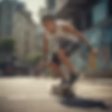 Skateboarder wearing the adidas sleeveless tank in an urban environment