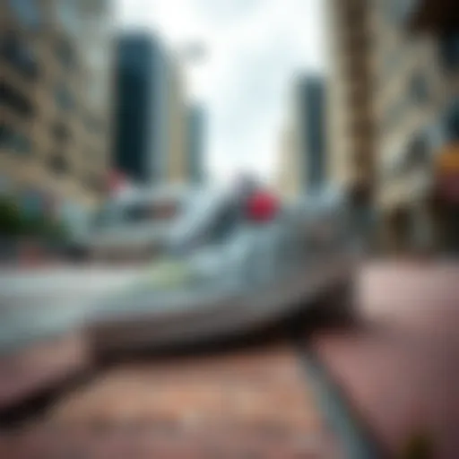 Urban Vibes: Vans Floral Checkerboard Sneakers Vans floral checkerboard sneakers displayed in an urban setting