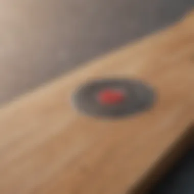 Close-up of skateboard deck highlighting craftsmanship and materials