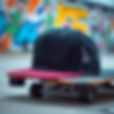 Maintenance of All Mesh Snapback Hat A well-maintained all mesh snapback hat placed on a skateboard