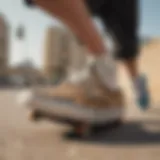 Cheetah print Vans on a skateboard