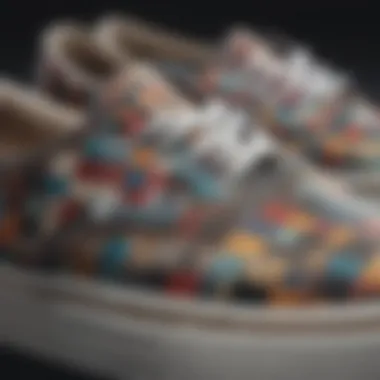 Close-up of multi-color checkered pattern on Vans shoes