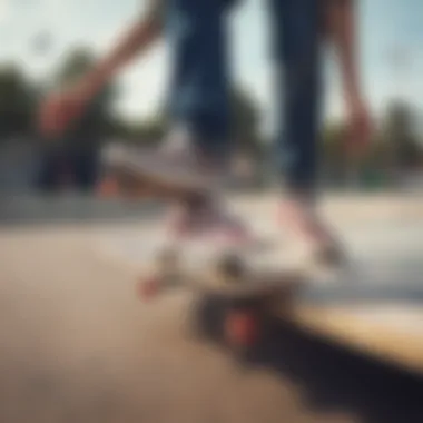 Skaters wearing multi-color checkered Vans at a skate park