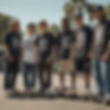 Community and Identity within Skate Culture A group of skateboarders gathered, displaying their unique styles influenced by the Anti Social Social Club
