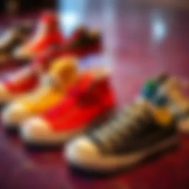 Diverse Styles of Chuck Taylors Variety of Chuck Taylor styles displayed on a vibrant surface
