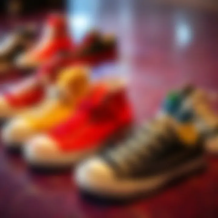 Diverse Styles of Chuck Taylors Variety of Chuck Taylor styles displayed on a vibrant surface