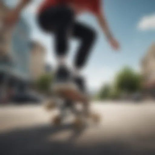 Dynamic skater performing tricks with New Balance shoes