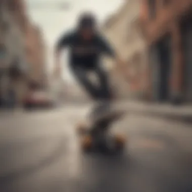 Skateboarder navigating a challenging urban environment