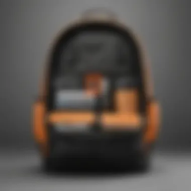 Interior view showcasing the compartments of the Carhartt Black Essential Backpack