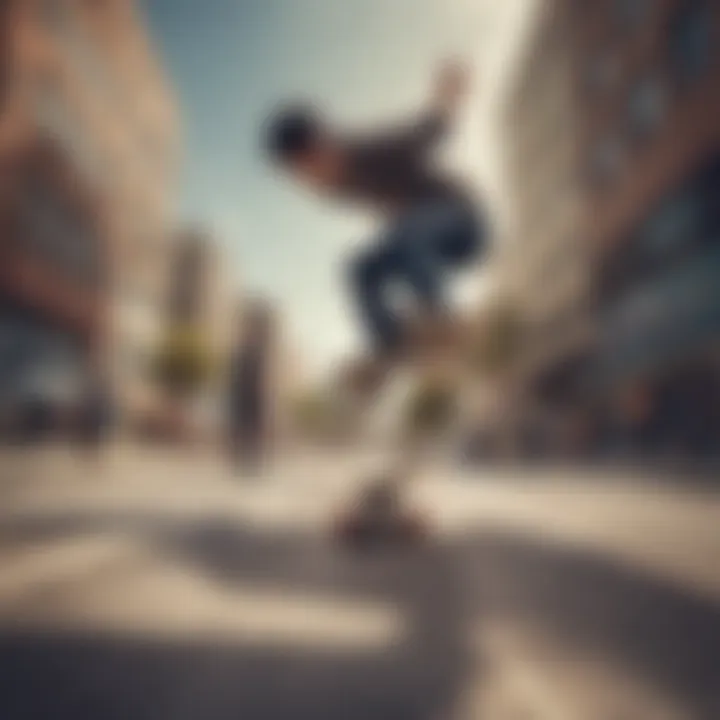 A skateboarder performing a trick in an urban environment