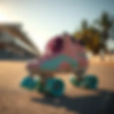 Materials used in beach bunny skates displayed artistically