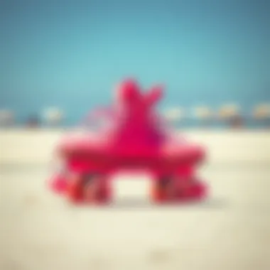 Stylish beach bunny skates set against a vibrant beach backdrop