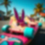 Close-up of vibrant beach bunny skates showcasing their design