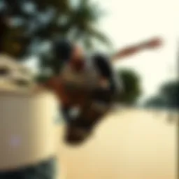 A captivating scene from Skate 2 showcasing an iconic skateboarding trick.