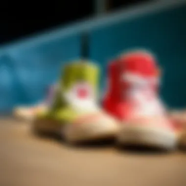 A close-up view highlighting the unique features of limited edition Converse high-tops