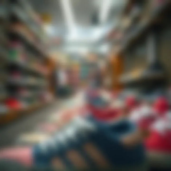 Affordable Footwear: Essential Gear for Every Skater An array of colorful skate shoes displayed prominently in a retail environment.