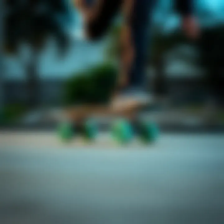 Skateboarder riding with Impala wheels on a smooth surface