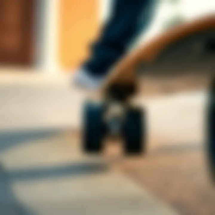 Longboard Performance with 80A Wheels Side view of a longboard equipped with 80A wheels on a smooth surface