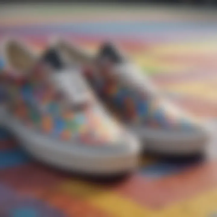 Close-up of Vans rainbow checkered pattern