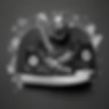 Close-up of black and white Converse shoes with heart designs