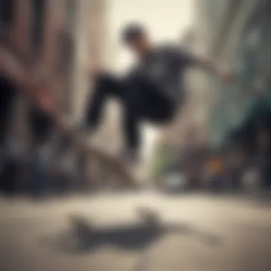 Performance of DC Shoes in Action Skateboarder performing tricks while wearing DC shoes