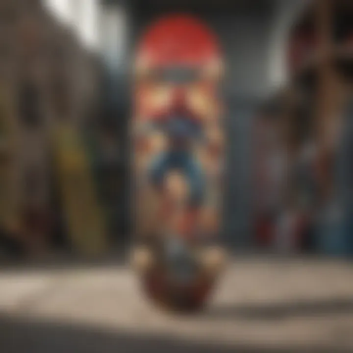 Skateboard deck featuring Marvel artwork