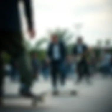 Skateboarders engaged in a jam session