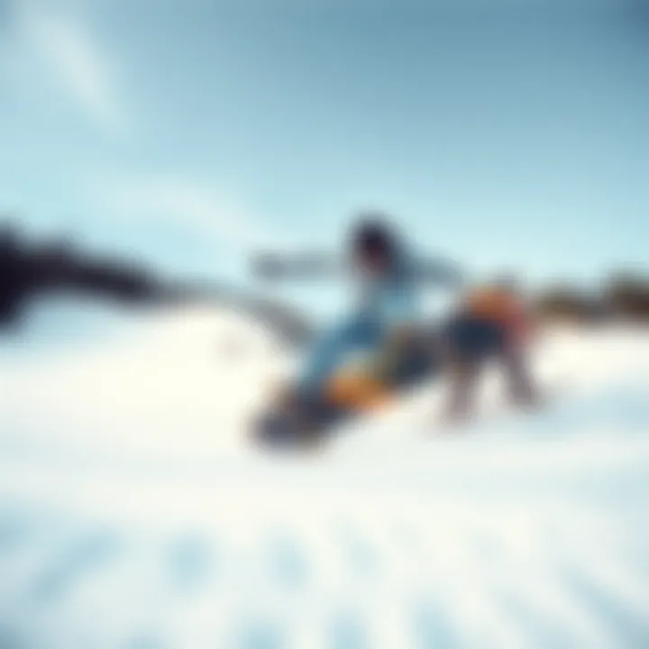 Diverse styles of snowskateboarding captured in a dynamic scene