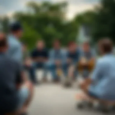 Skateboarding Community Embracing Krooked Culture Gathering of skateboarders discussing Krooked culture